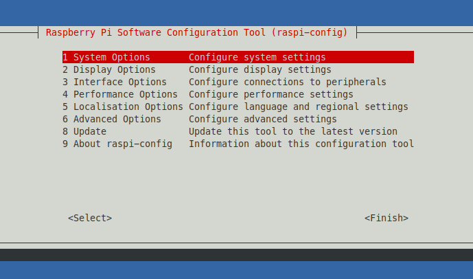 raspi-config Screenshot